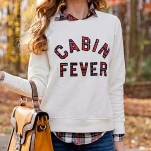 J.Crew Holiday Cabin Fever Fleece Pullover Sweater – Ivory Tartan XS
